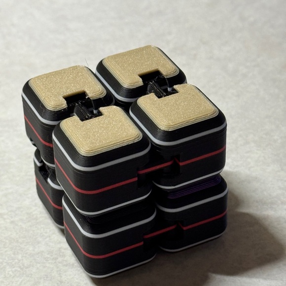 NWT 3D Printed Infinity Cube Fidget Toy – Black, Purple & Gold Colorway - Picture 3 of 5